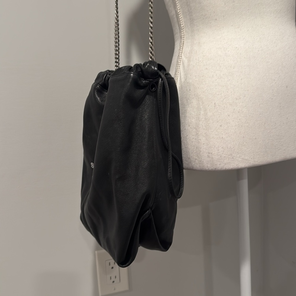 YSL Saint Laurent Teddy Bucket Bag Leather Logo Drawstring Crossbody + Pouch - Picture 11 of 16